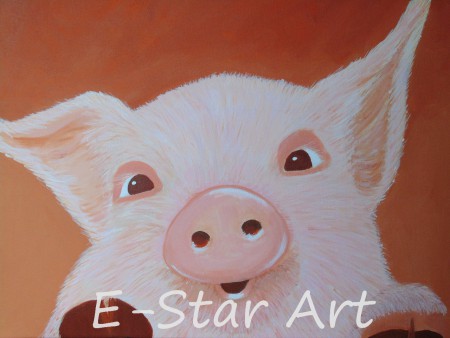 painting "Happy Pig" 50 x 50 cm