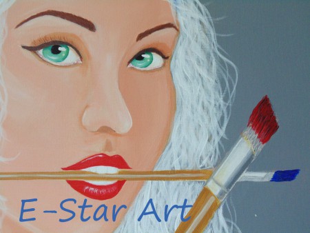 detail painting 'The paintress' 60 x 80 cm