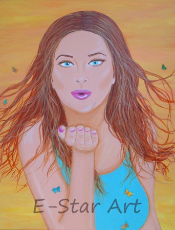 painting Sending you Kisses 70 x 90 cm