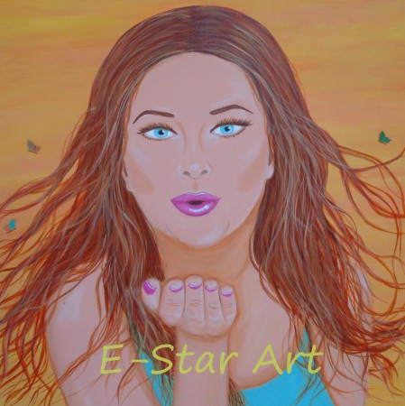 detail painting Sending you kisses 70 x 90 cm