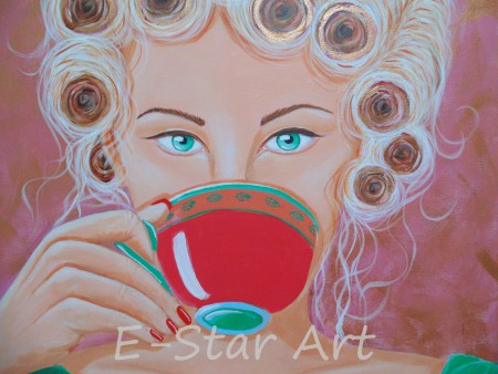 detail painting "cup of tea" 60 x 80 cm